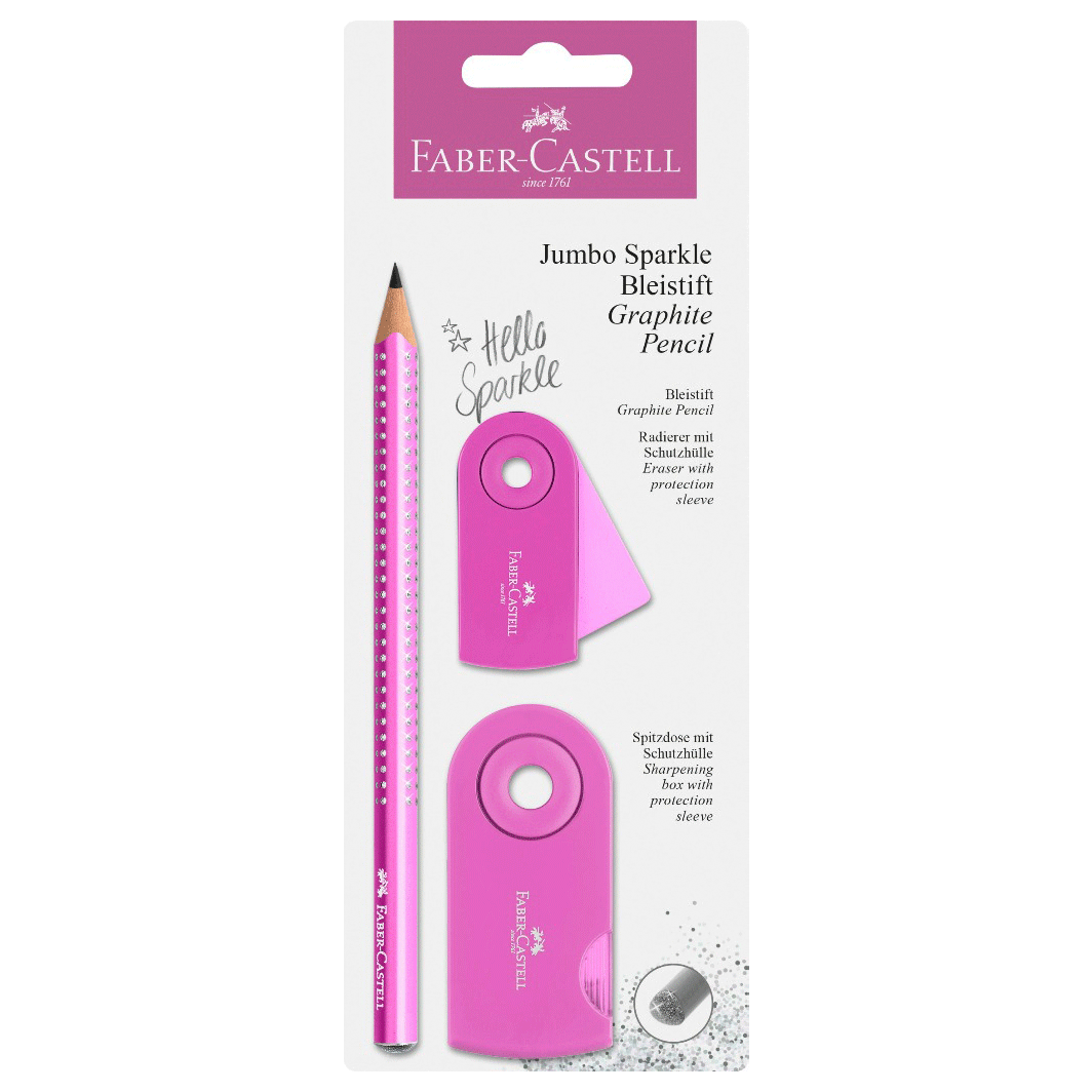 Faber-Castell 3-i-1 Jumbo Sparkle set, Rosa glitter
