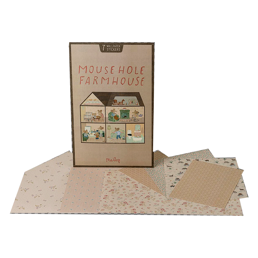 Maileg tillbehör till möss, Tapetklistermärken för Mose hole farmhouse