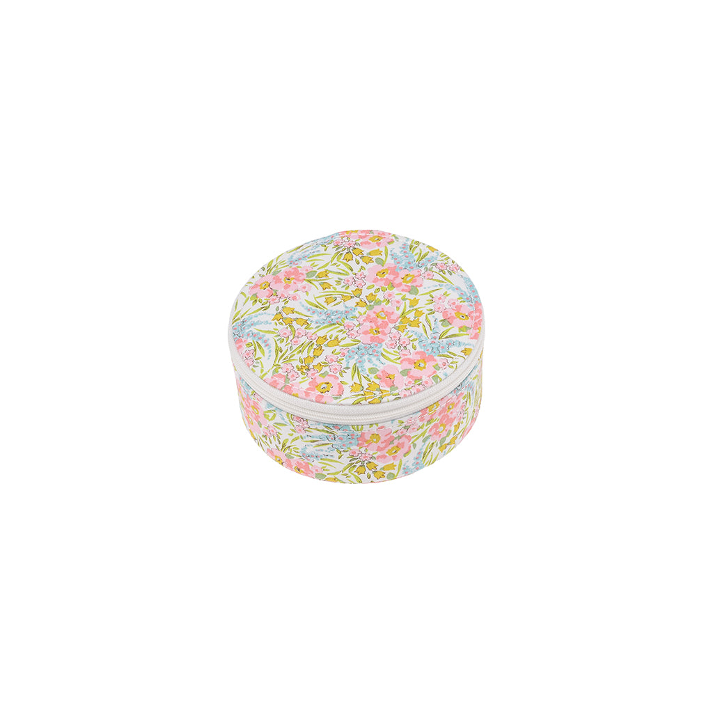 Bon Dep smyckeskrin med Liberty-print, rund - Swirling Petals Pink