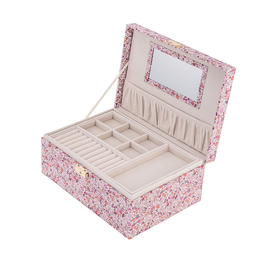 Bon Dep smyckesskrin med Liberty-tryck, Fyrkant - Ava pink