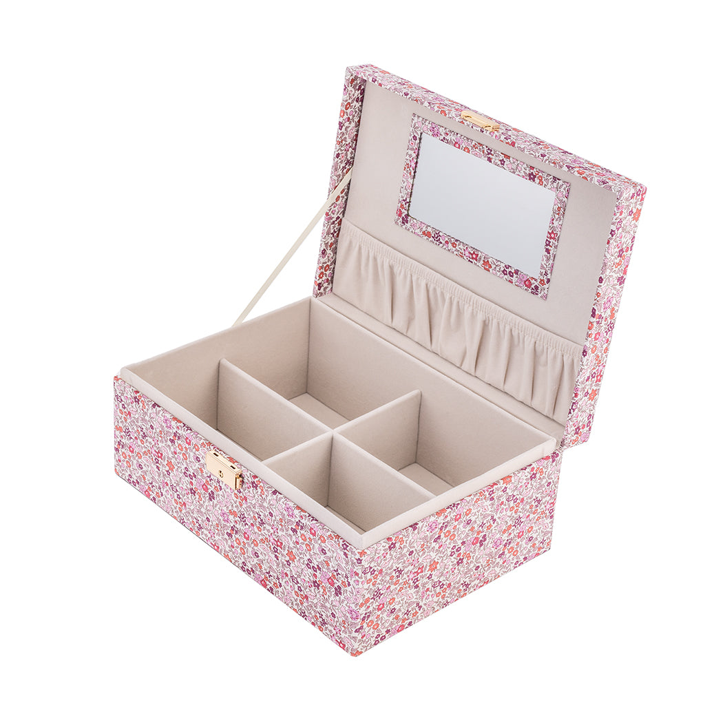 Bon Dep smyckesskrin med Liberty-tryck, Fyrkant - Ava pink