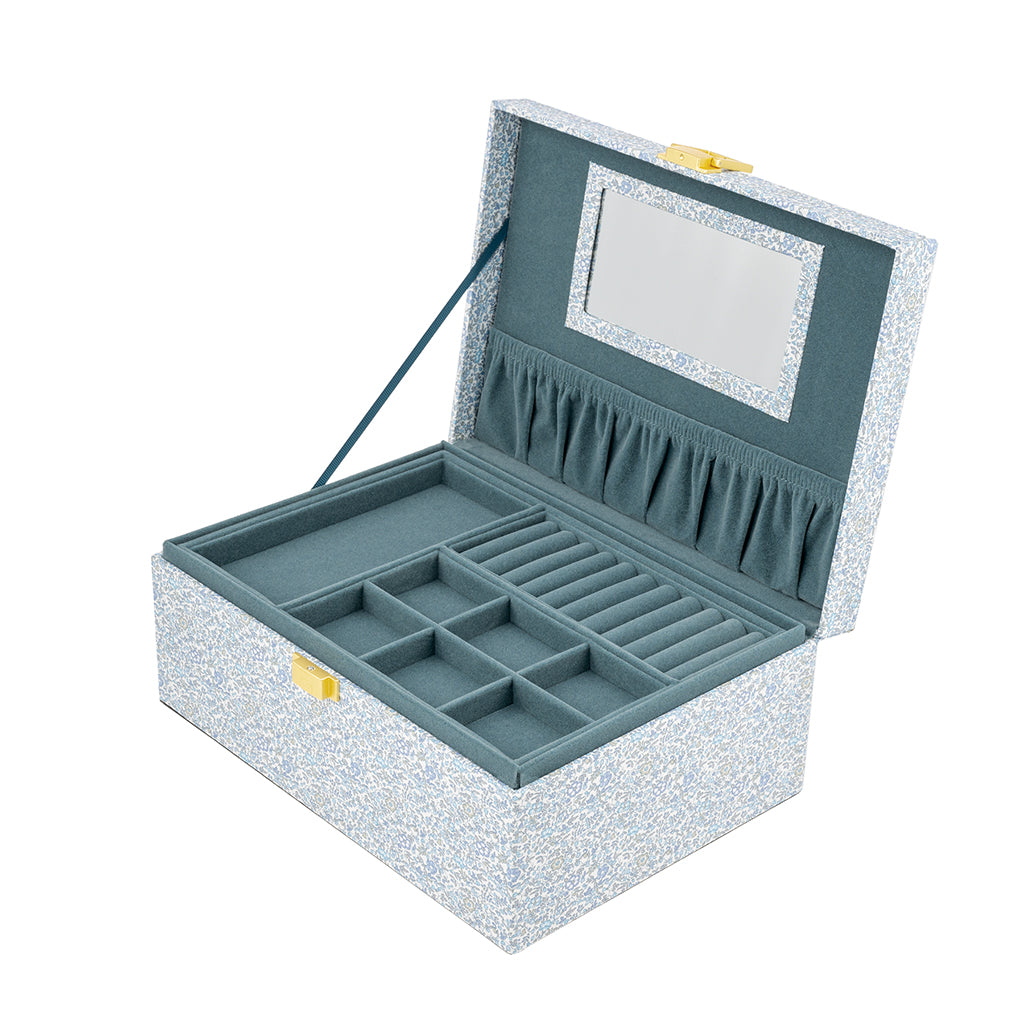 Bon Dep smyckeskrin med Liberty-print, Fyrkantig - Katie and Millie Light Blue