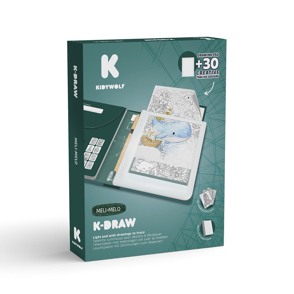 Kidywolf Kidydraw, ritbräda med ljus och mallar - Melí Meló