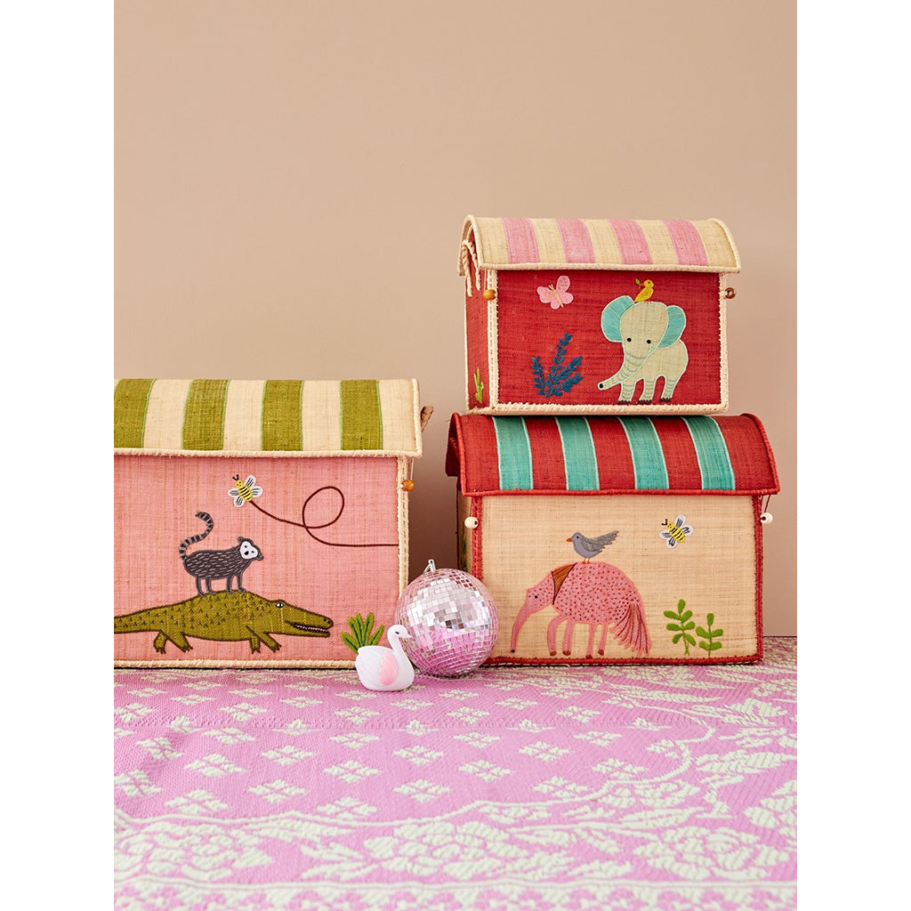 Rice kurvehus för förvaring, Extra small, rosa - Sommerfugletema