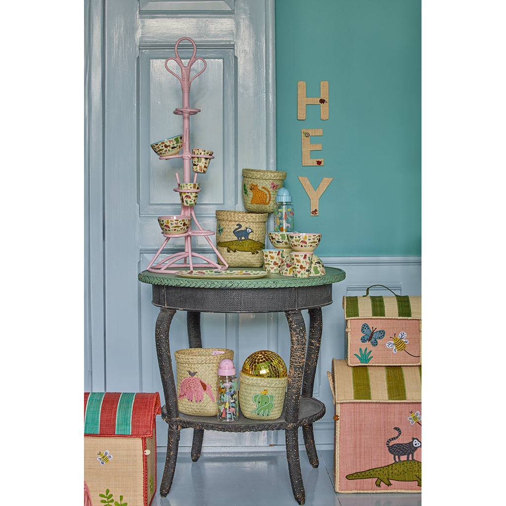 Rice kurvehus för förvaring, Extra small, rosa - Sommerfugletema