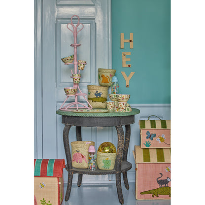 Rice kurvehus för förvaring, Extra small, rosa - Sommerfugletema