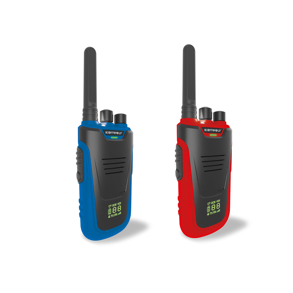 Kidywolf walkie talkie för barn, Kidytalk - Blå/Röd