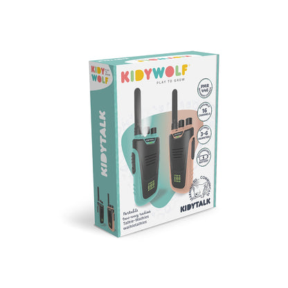 Kidywolf walkie-talkie för barn, Kidytalk - Cyan/Nude