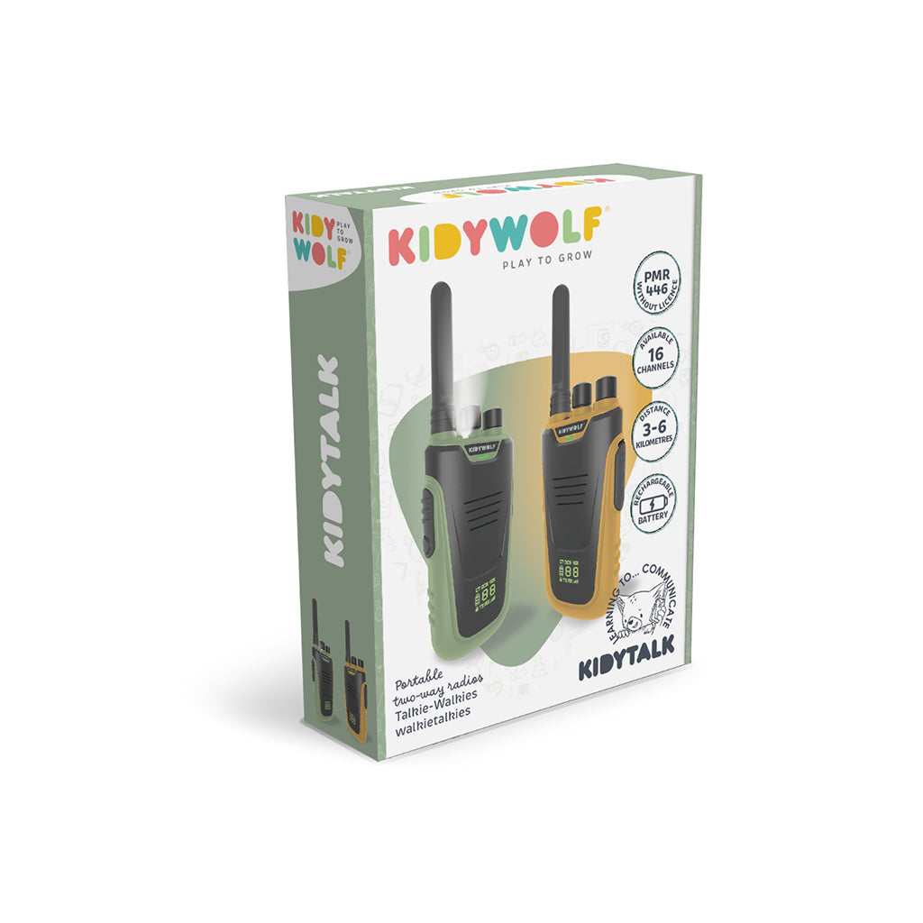 Kidywolf walkie talkie för barn, Kidytalk - Grön/orange