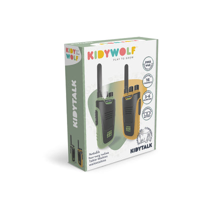 Kidywolf walkie talkie för barn, Kidytalk - Grön/orange