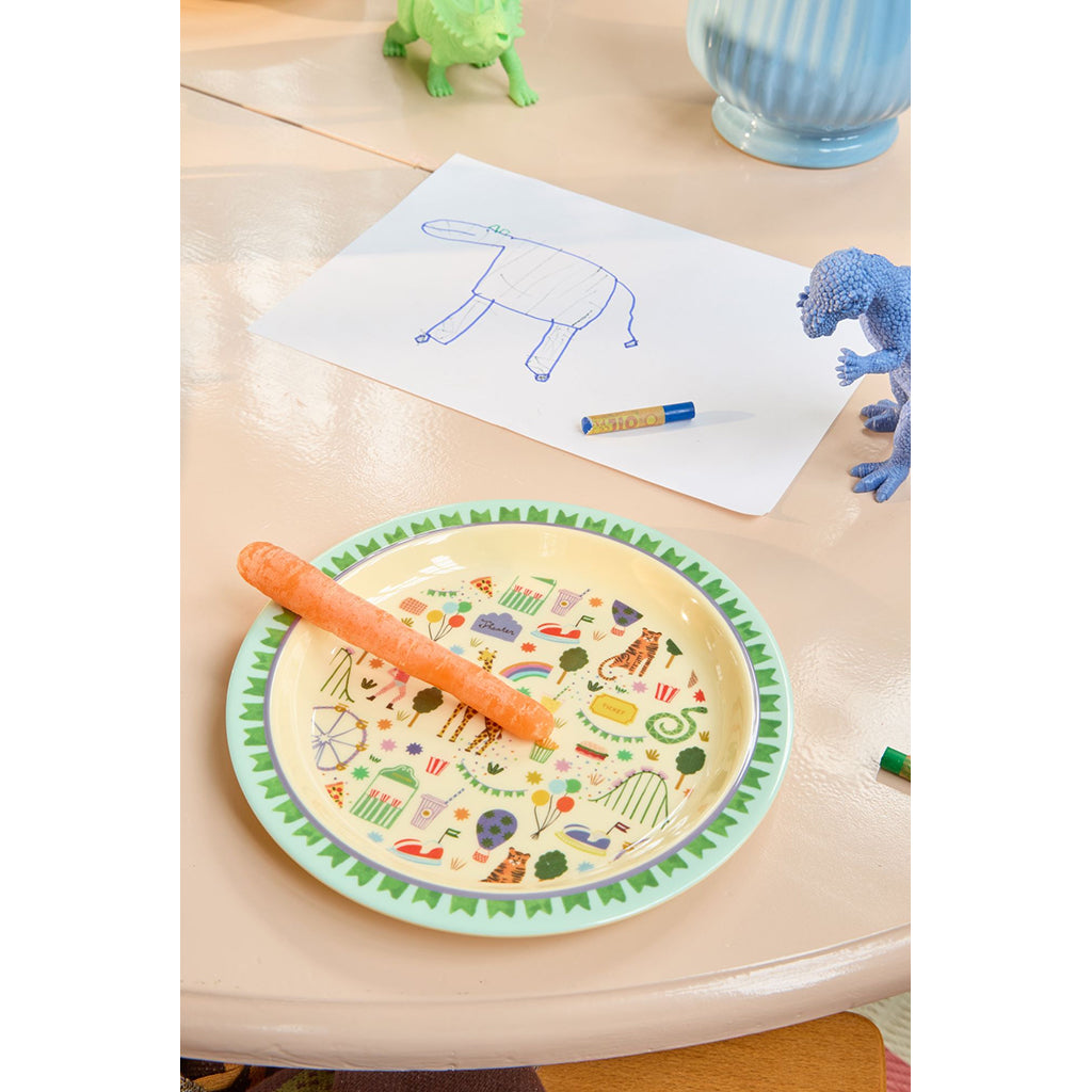 Rice melamin, Lunch tallrik, Fun fair print - Mint