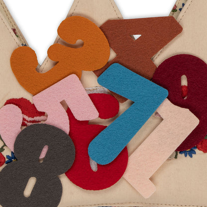 Konges Sløjd Födelsedagskrona, tygkrona med filtsiffror, Flower – 1–10 år