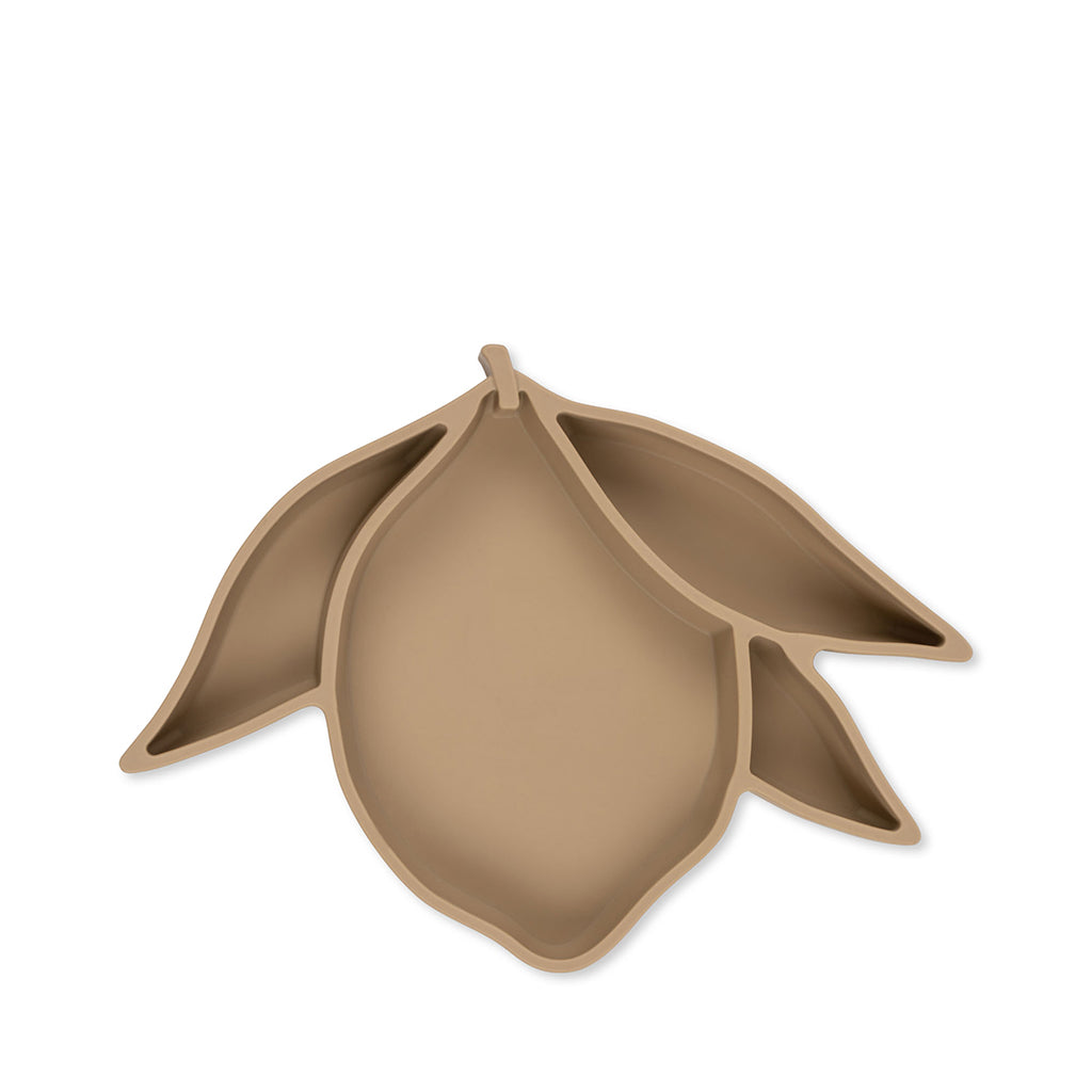 Konges Sløjd Barnservis i silikon, Mugg och 3-delad tallrik, Lemon - Warm clay