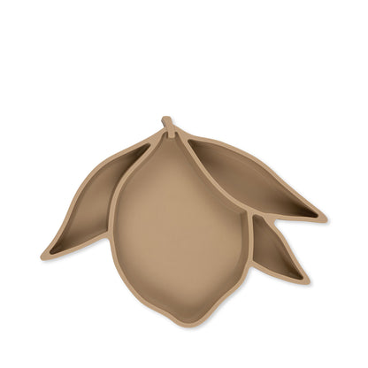 Konges Sløjd Barnservis i silikon, Mugg och 3-delad tallrik, Lemon - Warm clay