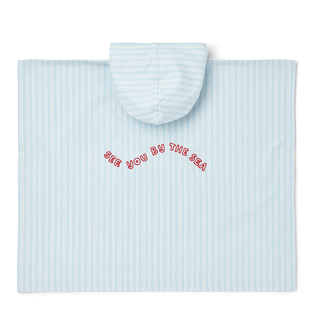 Liewood Kaiden badponcho med huva, Stripe Pure sky / Creme de la creme