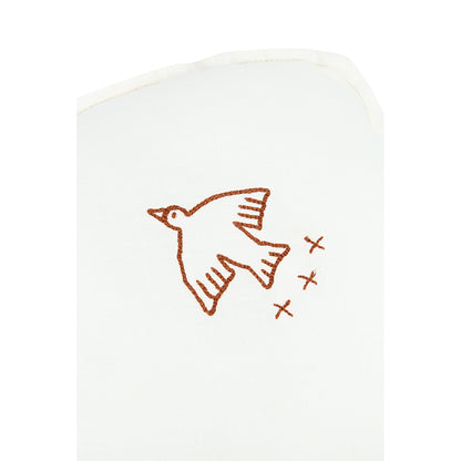 Nobodinoz skykudde, tvättat franskt linne, fågelbroderi - Off white