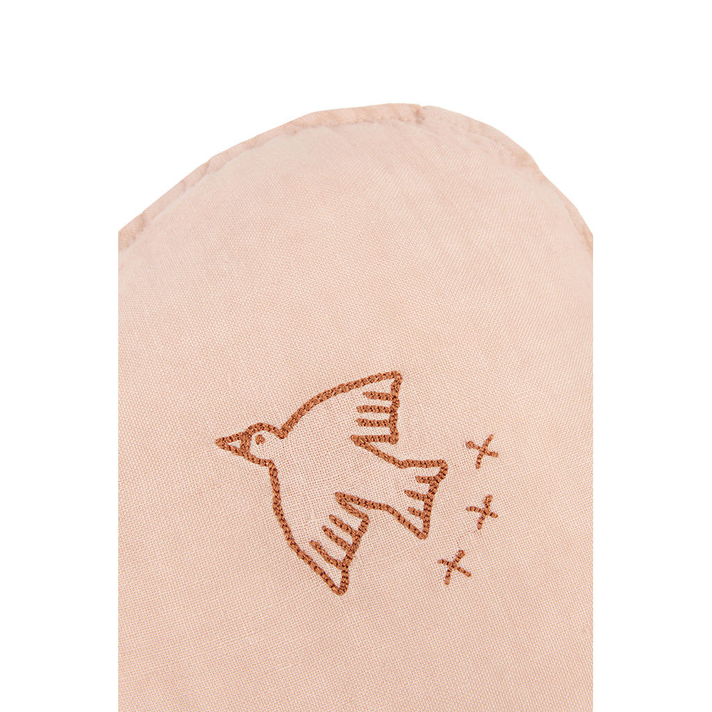 Nobodinoz skykudde med broderi, tvättat franskt linne - Powder pink