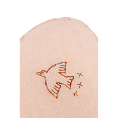 Nobodinoz skykudde med broderi, tvättat franskt linne - Powder pink