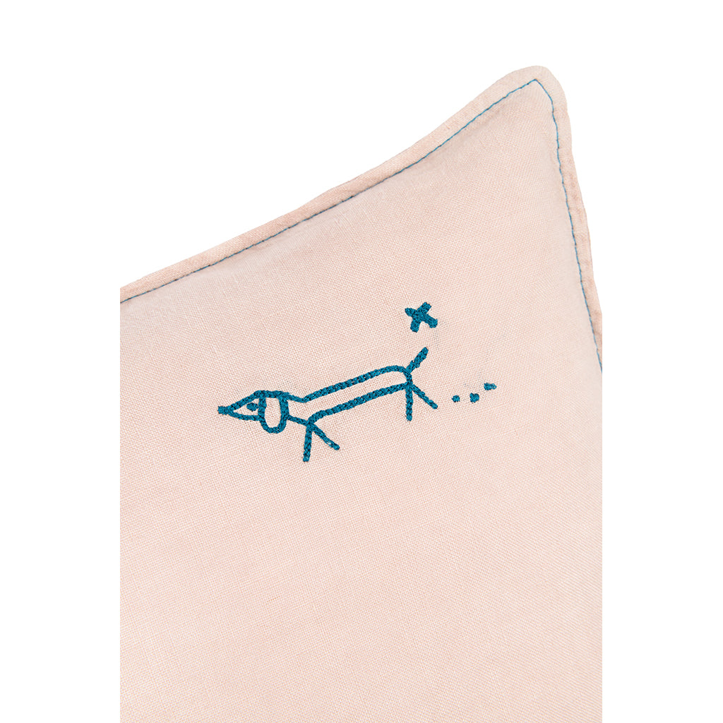 Nobodinoz kudde, tvättat franskt linne, 50 x 30 cm - Mauve pink