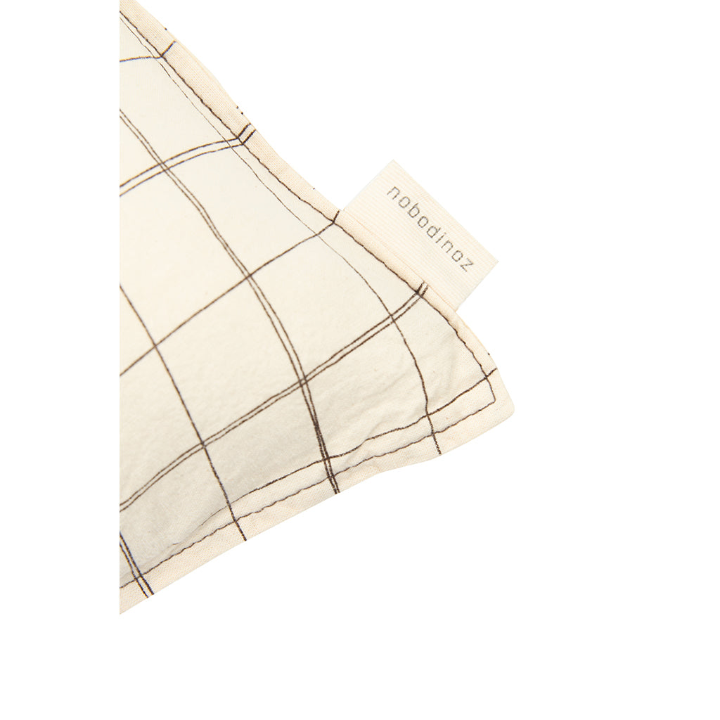 Nobodinoz broderad kudde, 50 x 30 cm, tvättat franskt linne - Natural grid