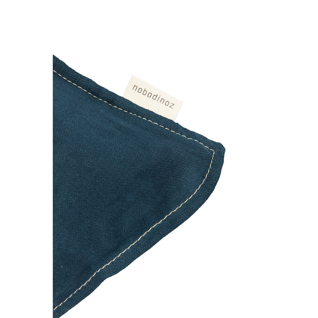 Nobodinoz broderad kudde, 45 x 45 cm, tvättat franskt linne - Deep blue