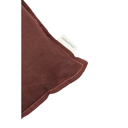 Nobodinoz broderad kudde, 45 x 45 cm, tvättat franskt linne - Prune