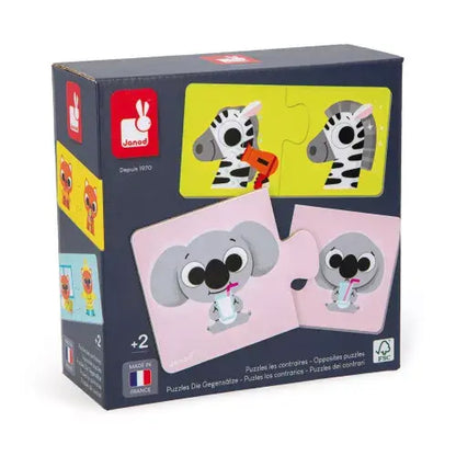 Janod pussel, motsatser – 12 pussel med vardera 2 bitar