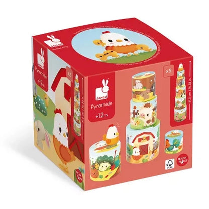 Janod stapelklossar, Min första pyramid - Bondgårdsmotiv
