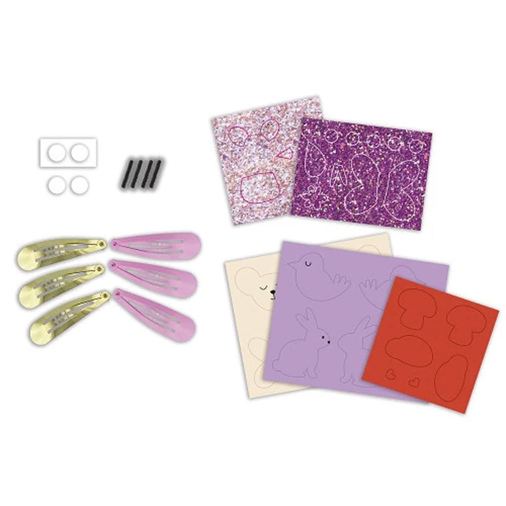 Janod Kreativ DIY glitter hårspännen, Flower garden