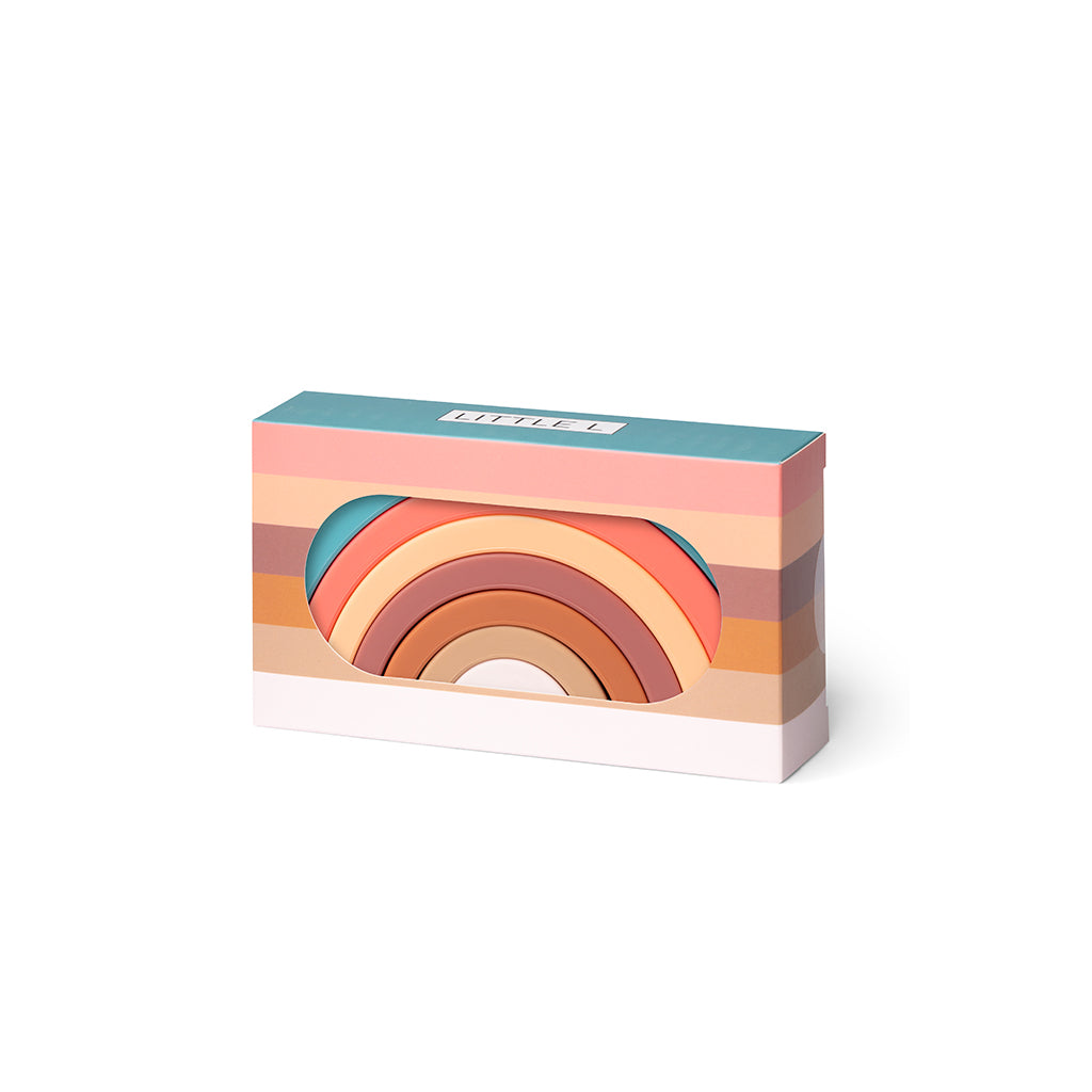 Little L, Babyleksaker i silikon, Regnbåge - Bruna och gröna nyanser