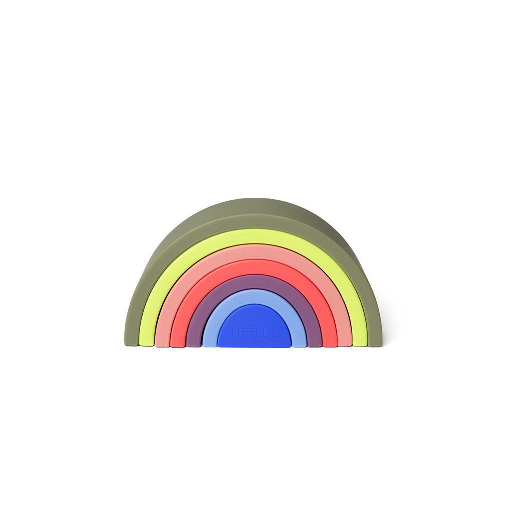 Little L, Babyleksaker i silikon, Regnbåge - Gröna, Rosa och blå toner