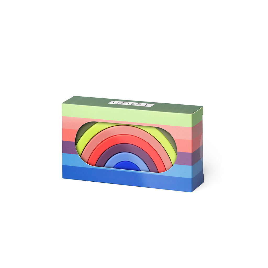 Little L, Babyleksaker i silikon, Regnbåge - Gröna, Rosa och blå toner