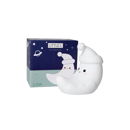 Little L. LED nattlampa med fjärrkontroll och flera ljusinställningar - Luna Moon