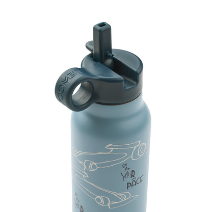 Liewood Falk vattenflaska, termoflaska 350 ml. - Race cars / Beach blue
