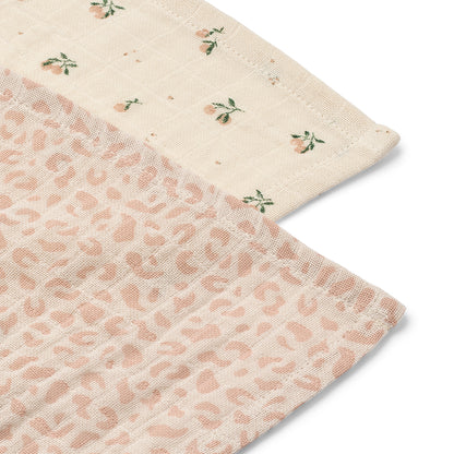 Liewood Lewis Muslinfilt 2-pack – Mini leo / Mini peach Mix