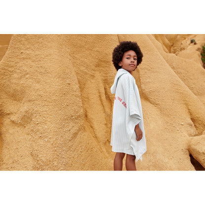 Liewood Kaiden badponcho med huva, Stripe Pure sky / Creme de la creme