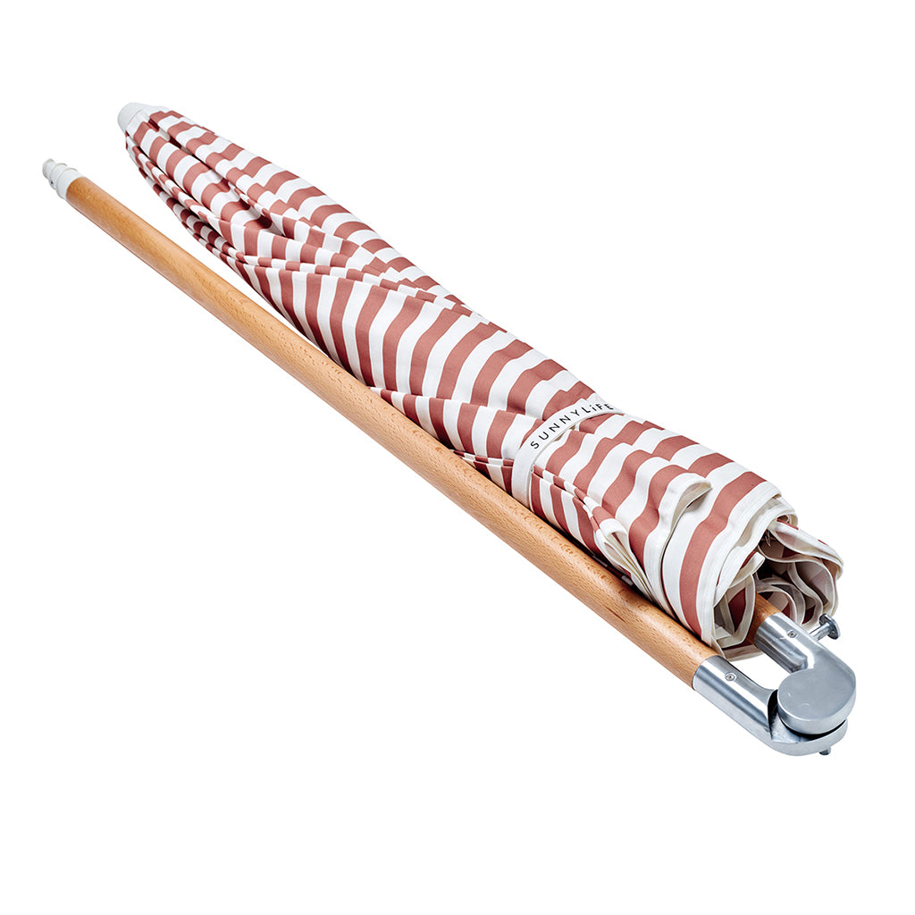 Sunnylife Luxe strandparasol, UP50+ faktor – Tierra clay stripe