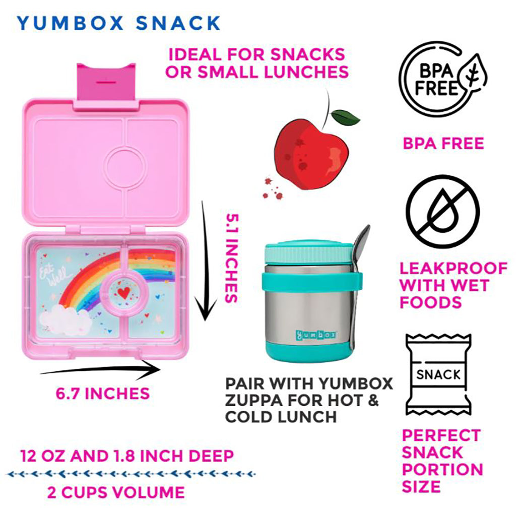 Yumbox matlåda med 3 fack, Snack - Miami Aqua / Rainbow