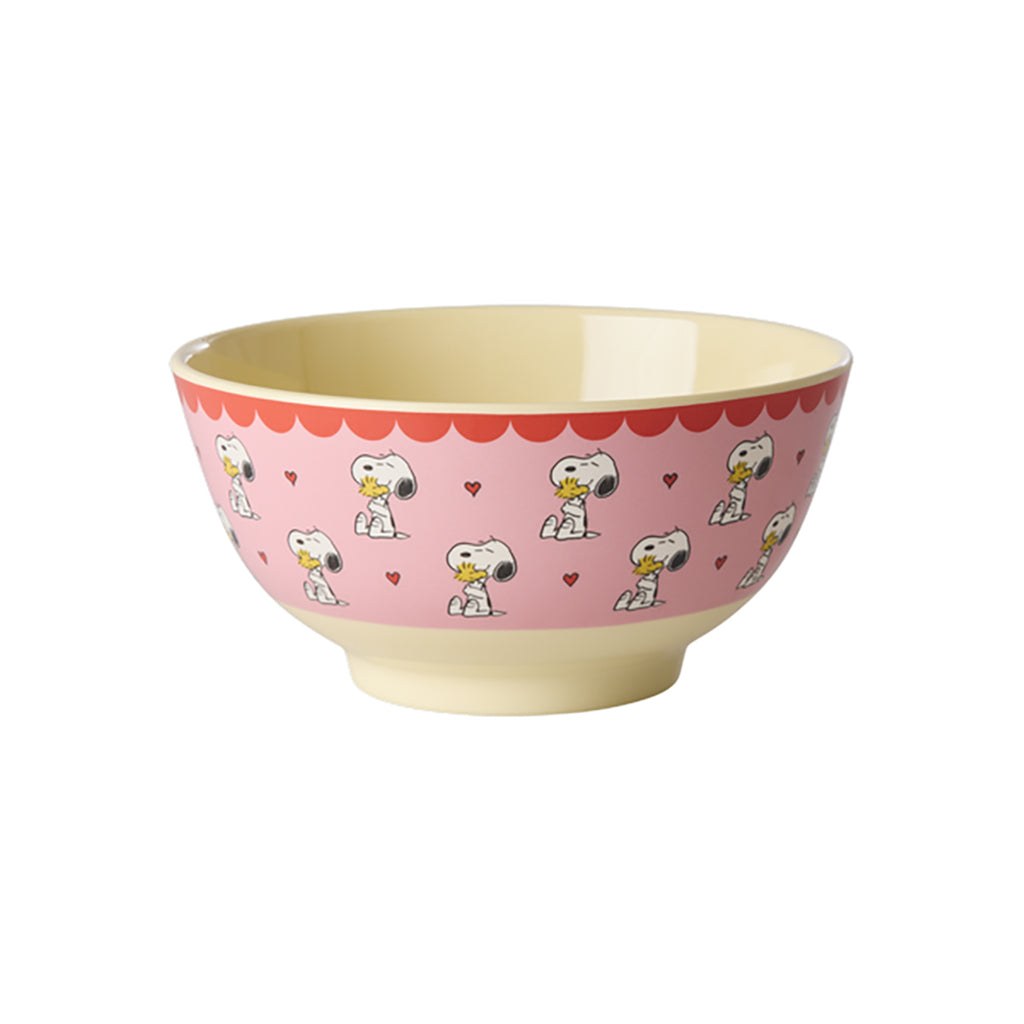 Rice Melamin skål, medium, Snoopy - Rosa