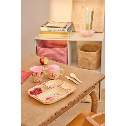 Rice melamin barnkopp, Medium, Fun fair print – Rosa