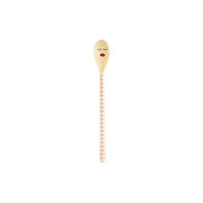 Rice melamin latteske, sæt m. 3 stk. - Pink og røde striber