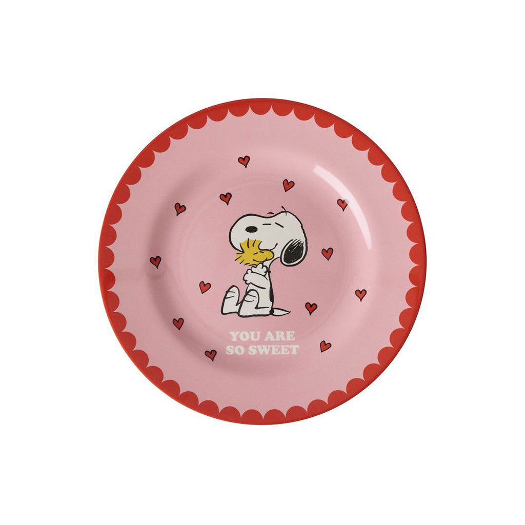 Rice melamin, sidetallerken, Snoopy - Pink