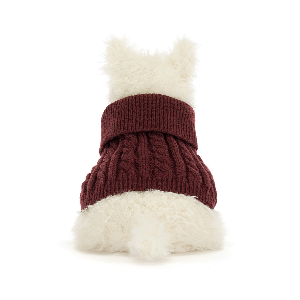 Jellycat bamse, Munro Scottie hund i vinter bluse - 25 cm