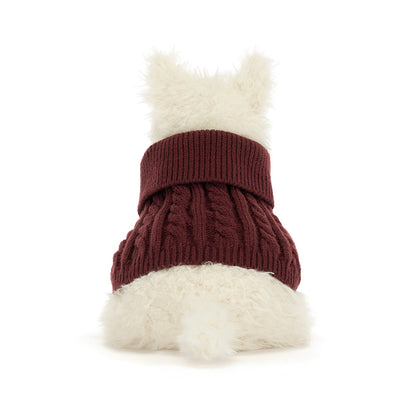 Jellycat bamse, Munro Scottie hund i vinter bluse - 25 cm