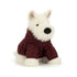 Jellycat bamse, Munro Scottie hund i vinter bluse - 25 cm