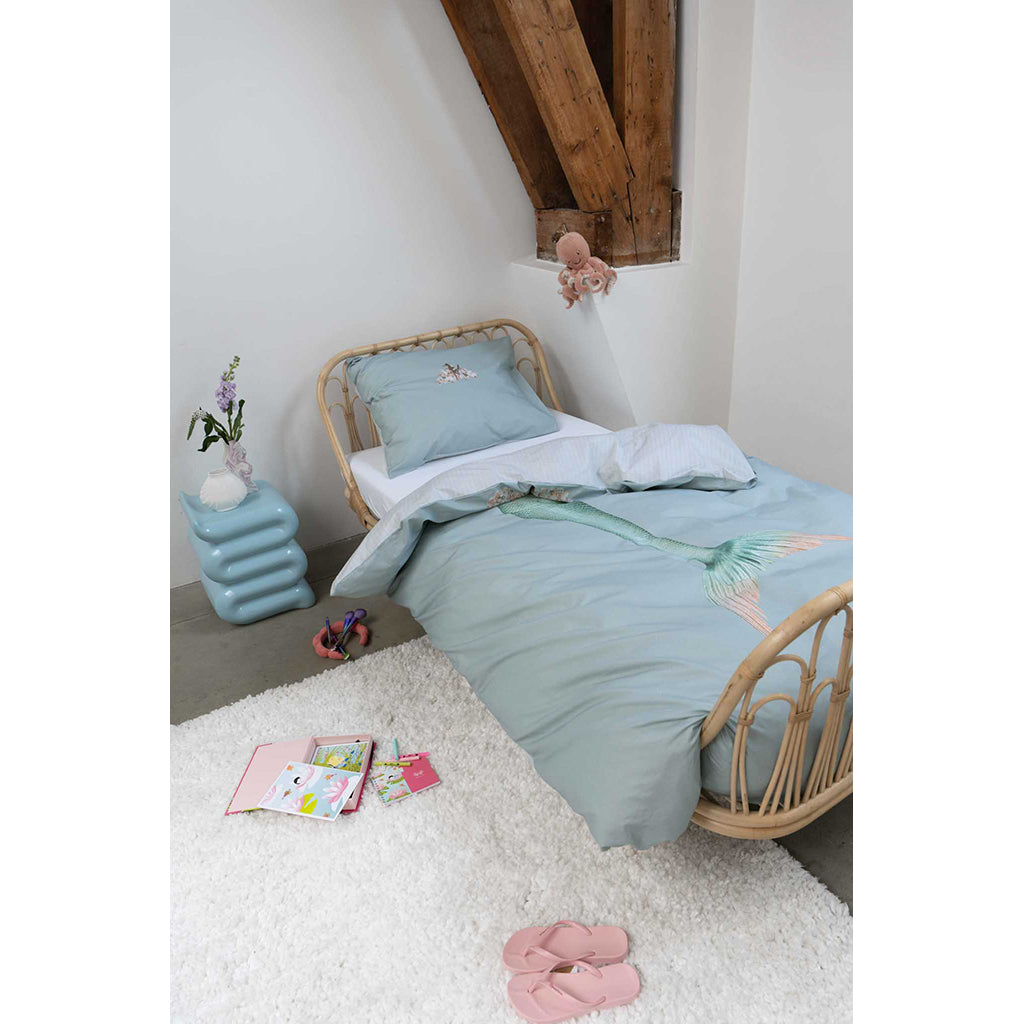 Snurk vuxensängkläder, ekologisk - Mermaid Aqua