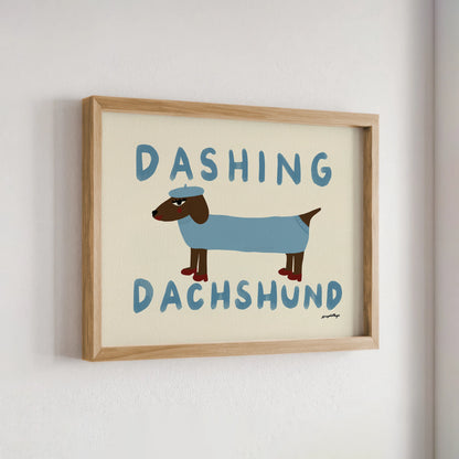 Nephthys Illustrated affisch, Dashing Dachshund - A4