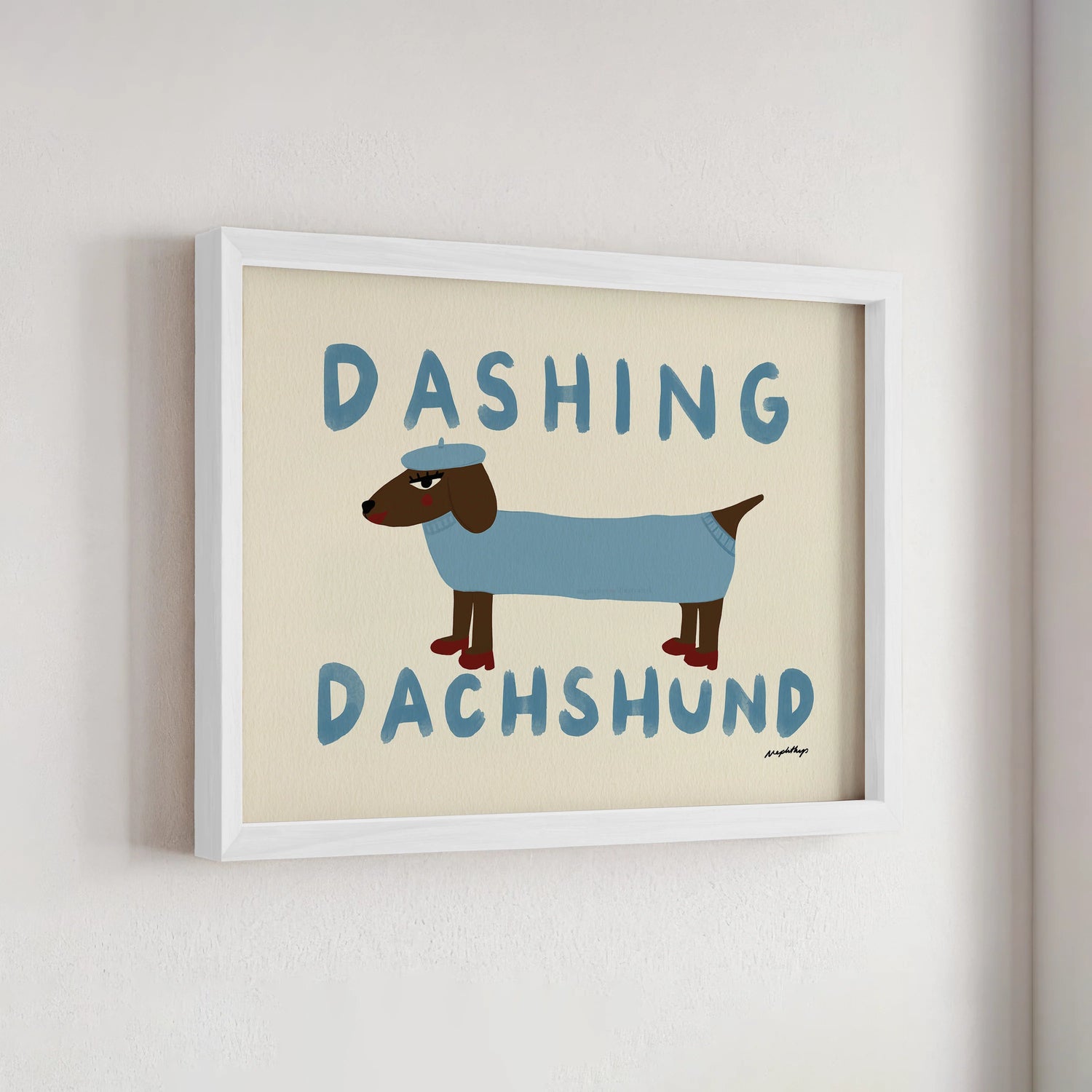 Nephthys Illustrated affisch, Dashing Dachshund - A4