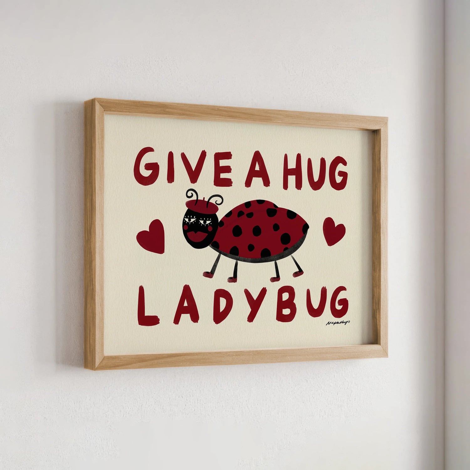 Nephthys Illustrated affisch, Give a Hug Ladybug - A4