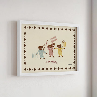 Nephthys Illustrated affisch, Monkeys on the Bed - A4